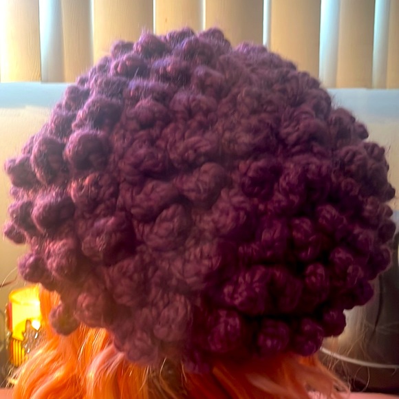 BNWOT deep-purple colored knit cap from Etsy shop Swak Shop. Can be multi-styled - Picture 4 of 9